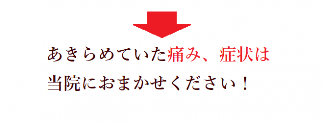 あきらめていた痛み、症状は当院にお任せください